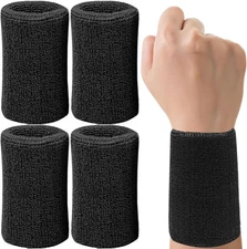 2 or 4 Pack 6 Inch Wrist Sweatbands Tennis Wrist Bands Absorbent Sweat Band