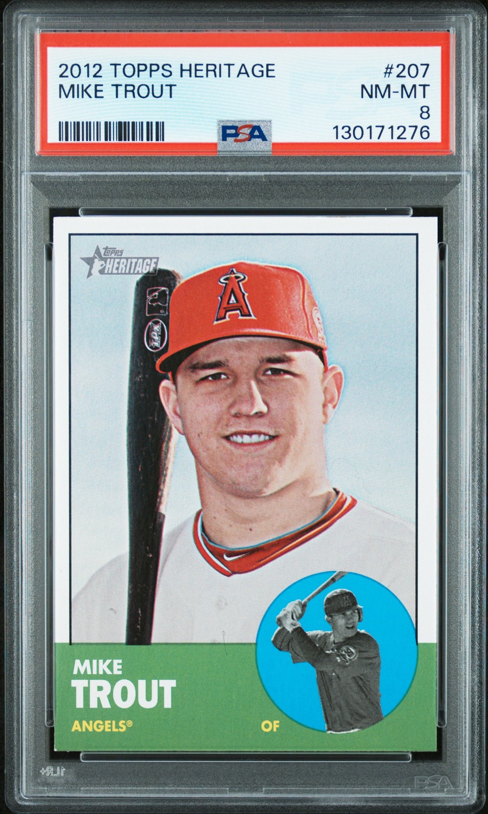 2012 TOPPS HERITAGE #207 MIKE TROUT PSA 8