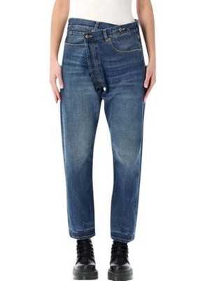 R13 Cross Over Women Jeans 24 Oasis Blue Distress Faded Asym PS26 RRP946