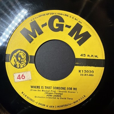 Joni James - Where Is That Someone For Me/The Moment I Saw You 45rpm. MGM