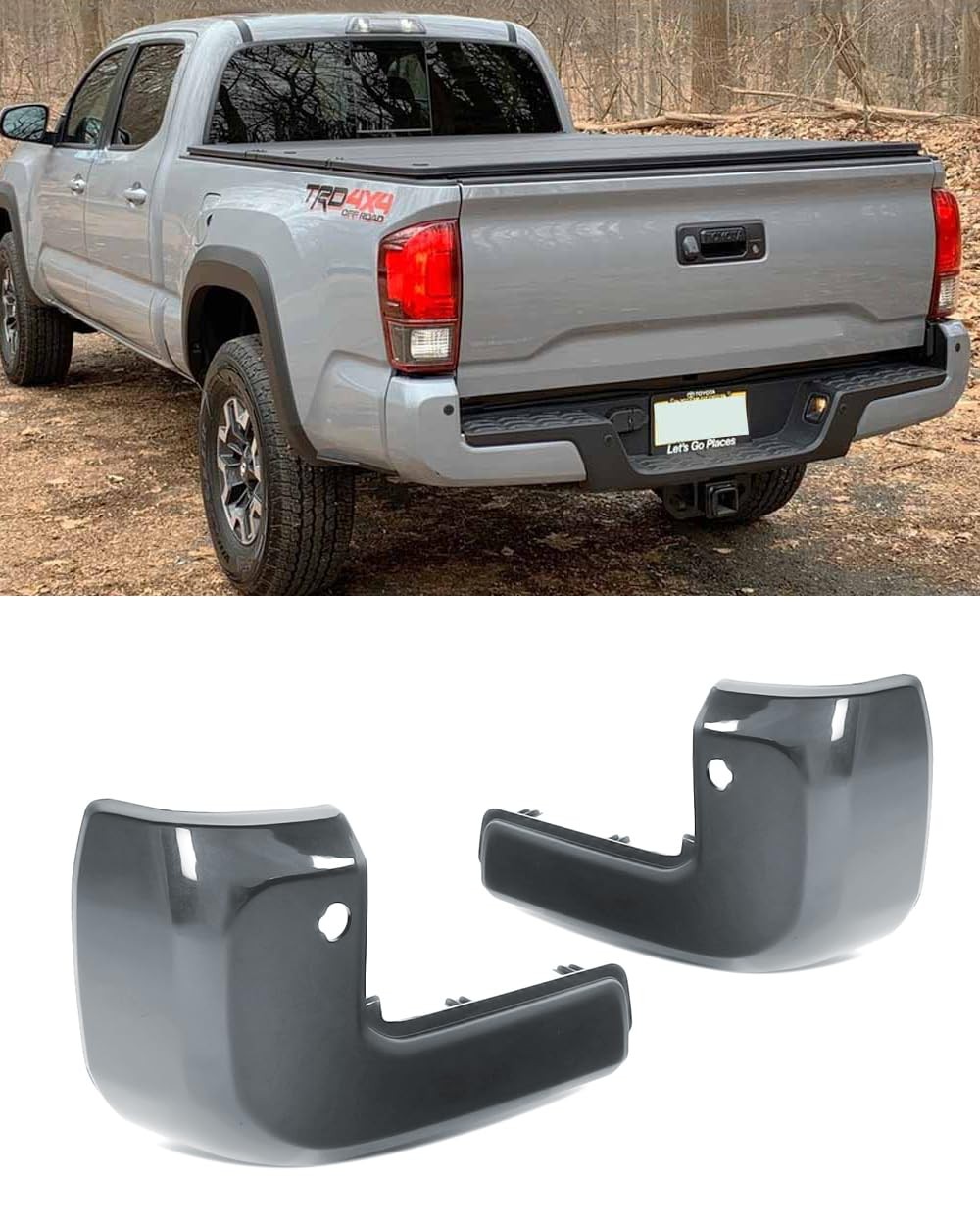 Cement Grey Rear Bumper End Caps W/ Sensor Hole For Toyota Tacoma 2016-23 9.06"H