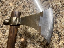 RARE  COMPLETE BRONZE PIPE  smoke  TOMAHAWK WITH DOVETAILED STEEL BIT