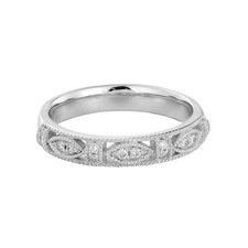 14K White Gold Round Natural Diamond Wedding Band MZ11121