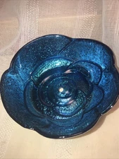 Blue & Silver Metallic Rose Incense Burner Bowl Boho Decor