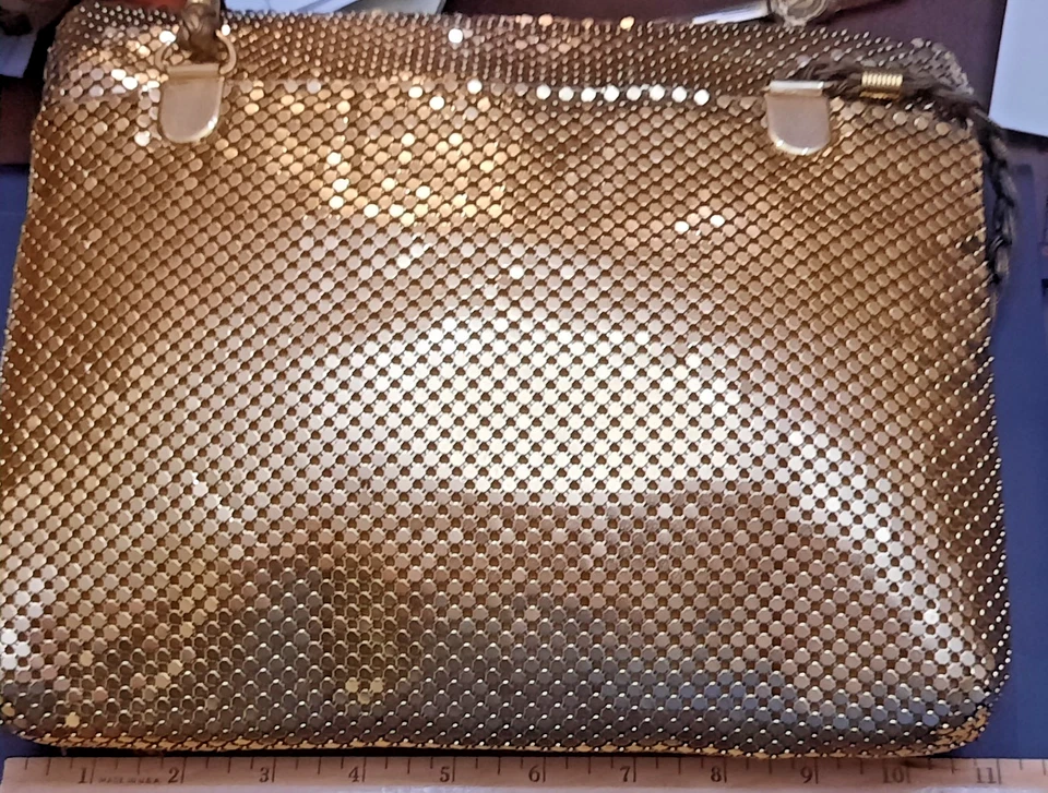 Y & S винтажный золотой сетки наплечная сумка плетеные ремни через плечо молнии 11 X 9,5 - Изображение 4 из 4