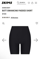 SKIMS Womens Butt Enhancing Shorts XS Onyx Black Shapewear Body NWT