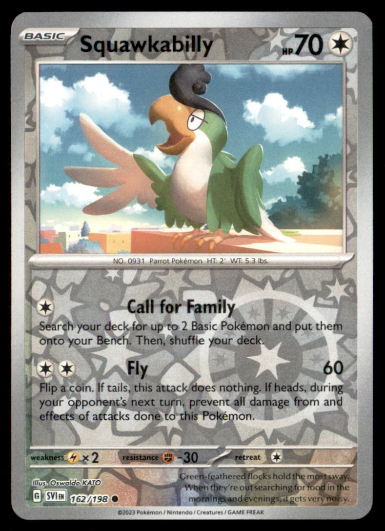 Pokemon Squawkabilly 162/198 Scarlet and Violet 3 Card Lot Reverse Holo