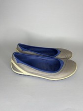 Ecco Ballet Flats Shoes Women Size 37 US 6 Gray Blue Leather Slip Ons Comfort