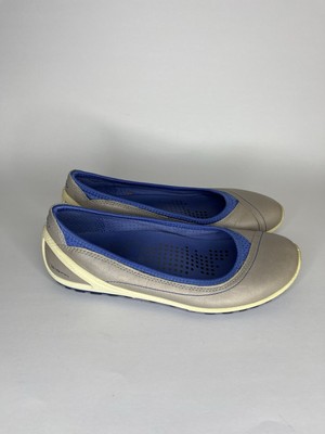 Ecco  Ballet Flats Shoes Women Size 37 US 6 Gray Blue Leather Slip Ons Comfort