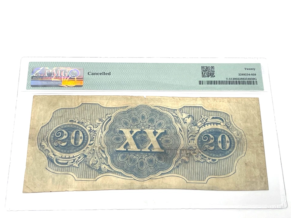 1862 - US, 20 Dollars, Confederate States of America, PMG 20 Very Fine, (#39) - Image 2 of 2