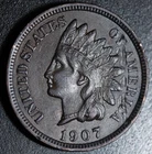 1907 INDIAN HEAD CENT - With LIBERTY & Near 4 DIAMONDS - AU UNC Details