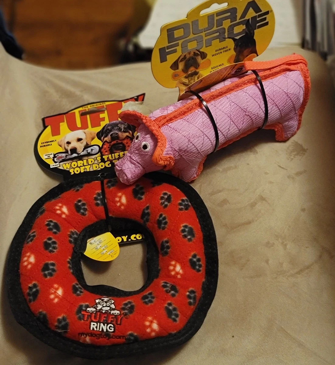 Giocattolo Per Cani Tuffy Ultimate 3Way Ring Red Paw, Resistente Con Più Strati E Cuciture Rinforzate, Ideale Per Il Gioco
