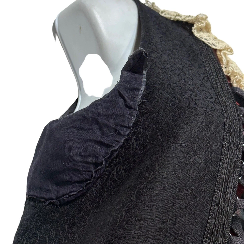 Maxi Vestido Corsé Capricho Negro Vintage Gótico Lolita Oscuro Academia Plisado Foto 4 de 4