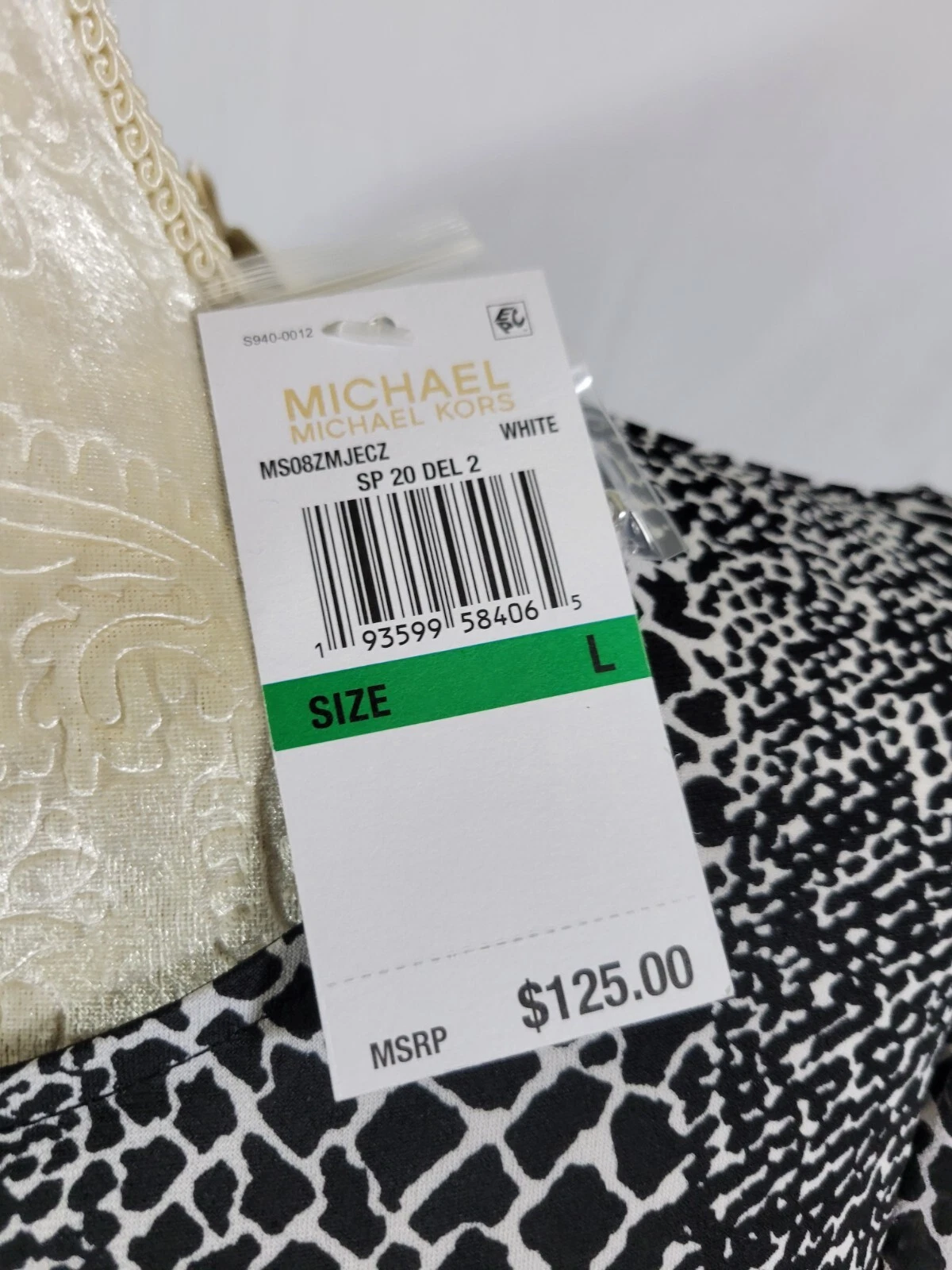 Abito Michael Kors Corto Bianco & Nero Taglie disponibili: L NWT MS08ZMJECZ