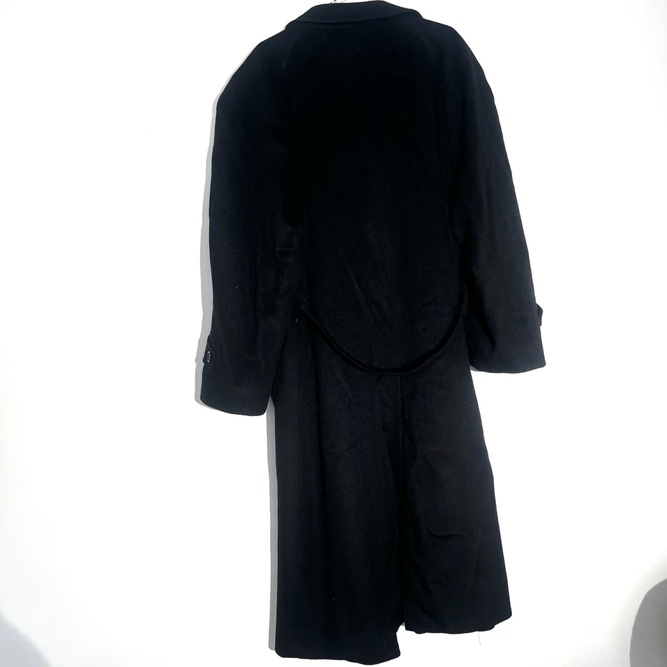 羊绒大衣长款黑色女式大码礼服大衣 A 字手工定制 — 第 2/4 张图片