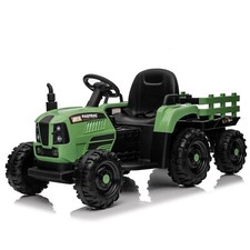 12V Ride-On Tractor with Trailer, Electric Toy w/Remote Control