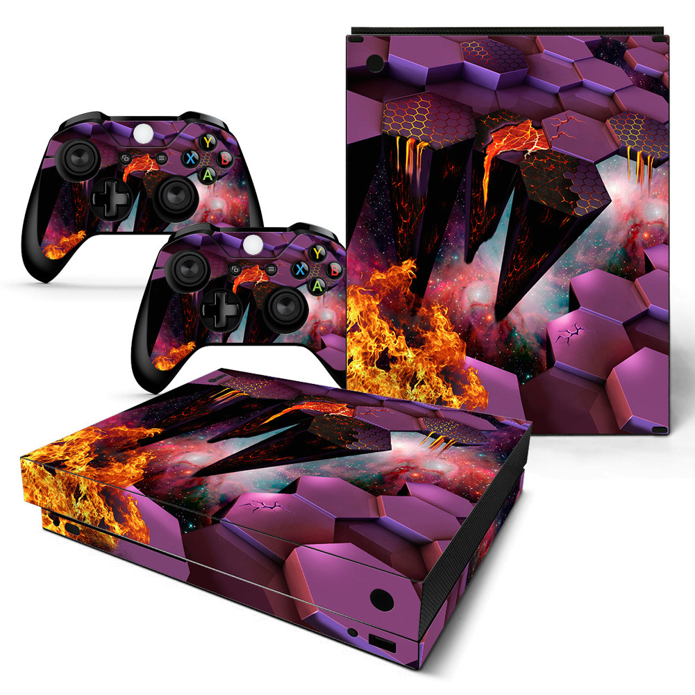 Xbox One X Console Skin Decal Sticker 3D Galaxy + 2 Controller Custom Design Set-image