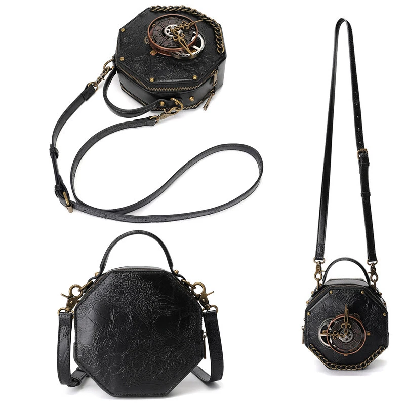 Gothic Clock Handbag Steampunk Shoulder Bags Vintage Women