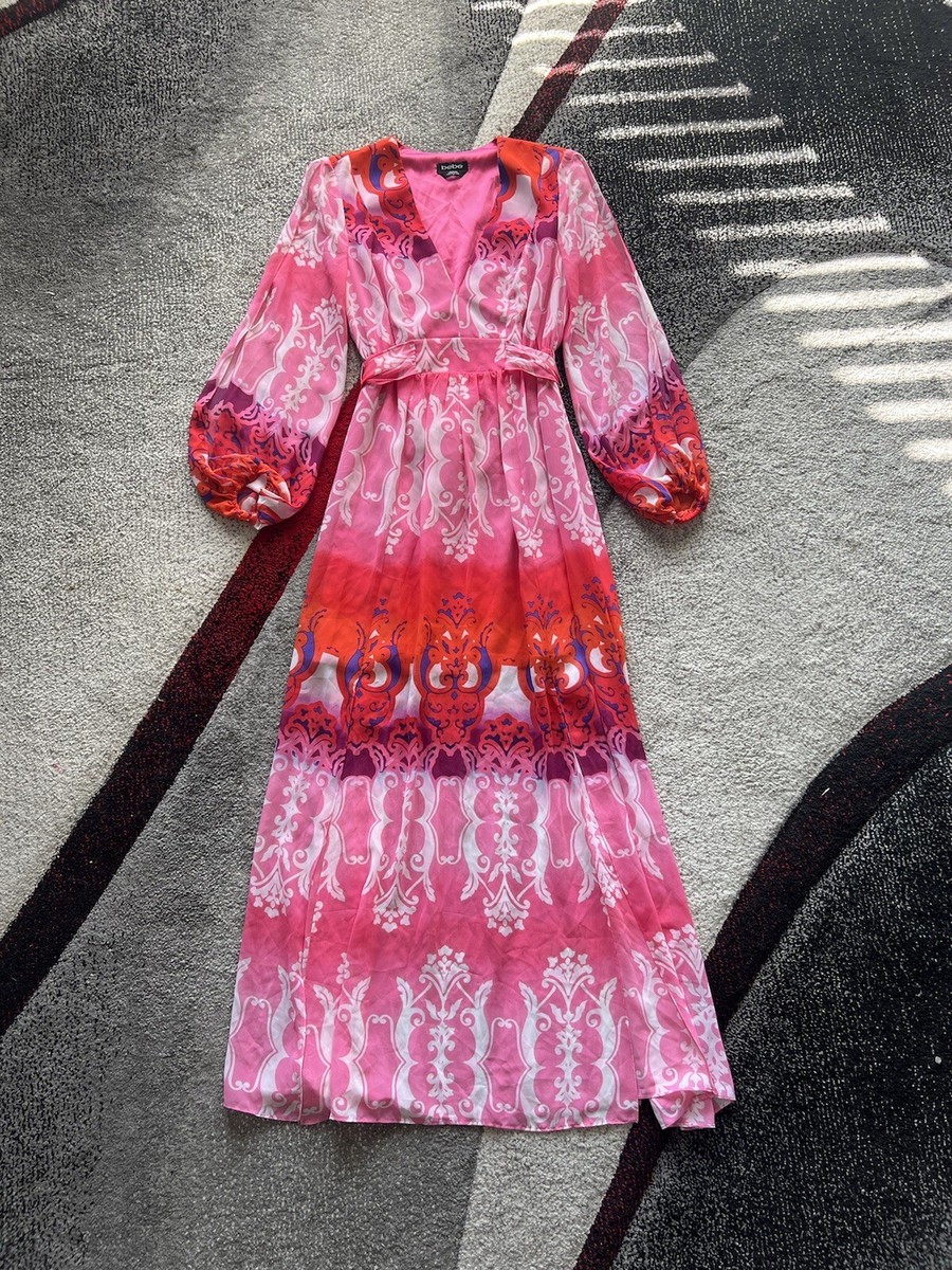 bebe long pink dress Fifth Avenue Bow Back Maxi Dress Baby Pink