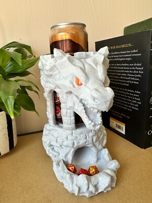 Drachenschädel Turm Würfelhalter & Getränkeständer - 3D gedruckt Fantasy Tower für TTRP
