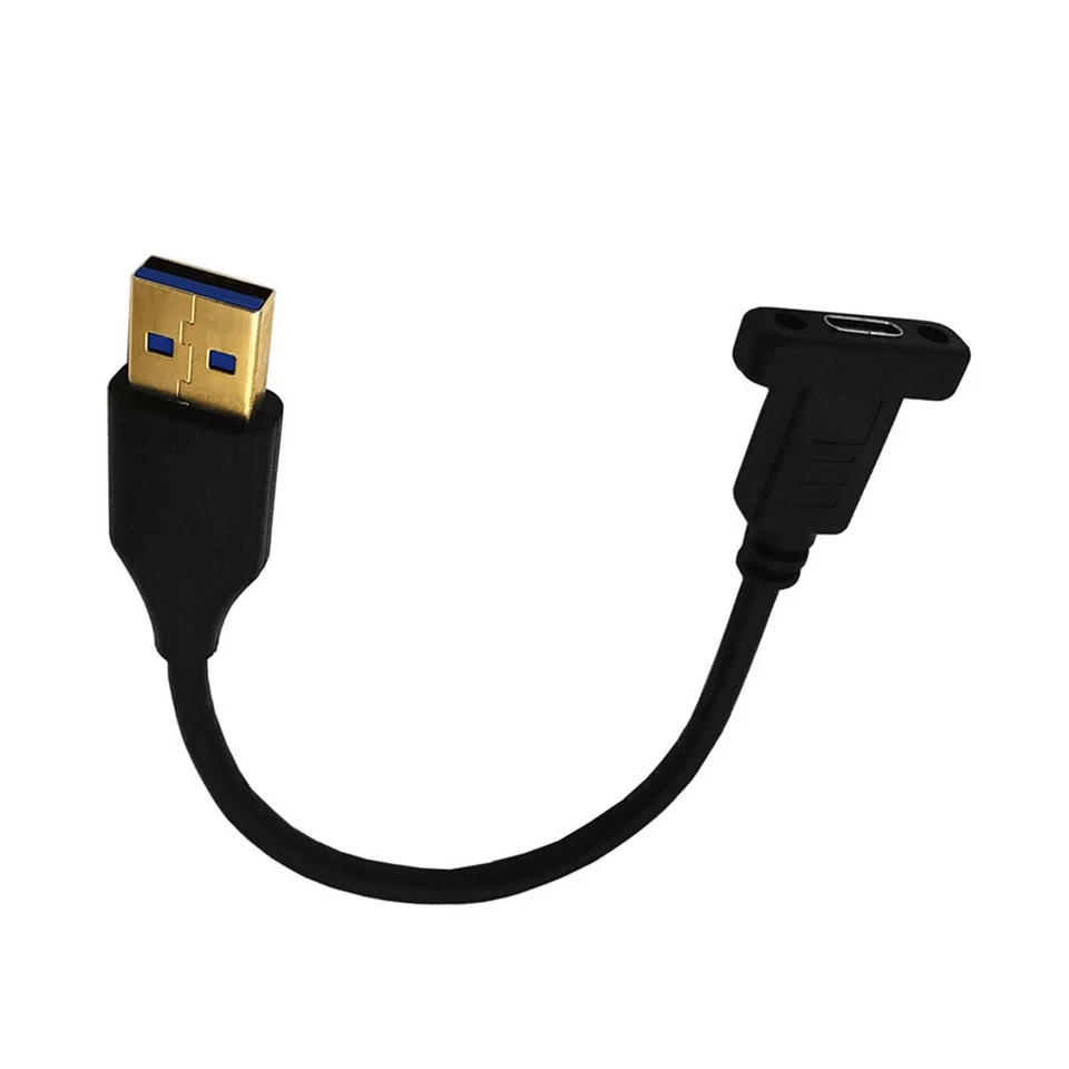 USB 3.0 A Male To USB-C 3.1 Type C Female Screw Panel Mount Data Adapter Cable - Image 4 of 4