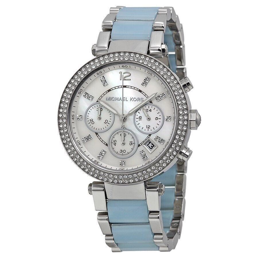 Montre Michael Kors Parker MK6138 chronographe de luxe avec lunette sertie de cristaux