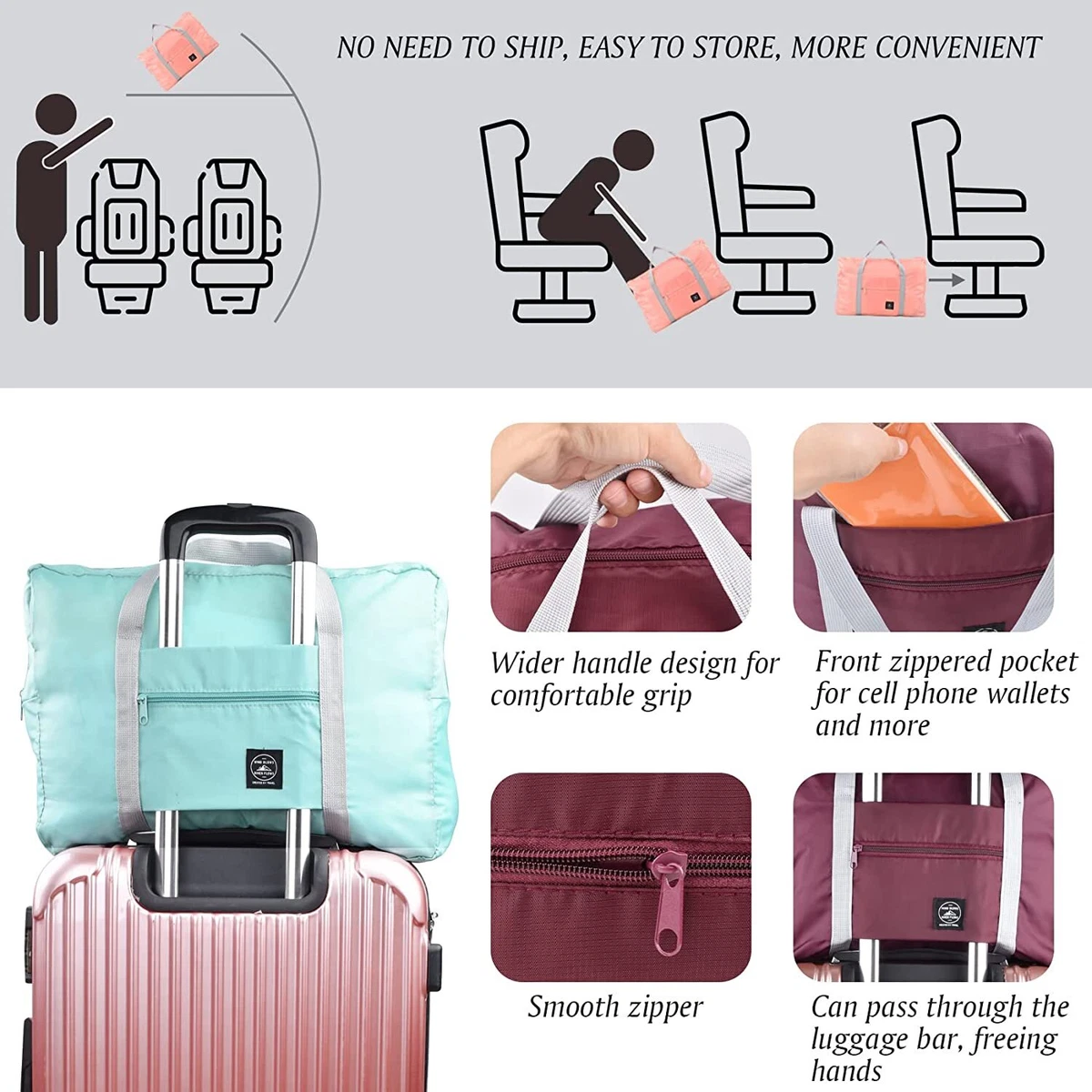 Folding Shoulder Cabin Bag Shopping Handbag Reusable Storage Travel Luggage  Bag | eBay