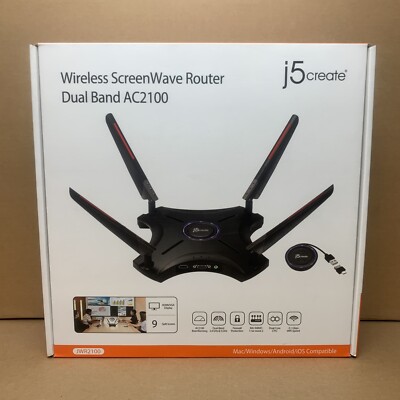 J5 Create - Wireless ScreenWave Router Dual Band AC2100 - HDMI/VGR - JWR2100