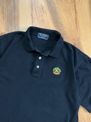 Vintage Burberry London Polo Shirt Black Emblem Logo Check
