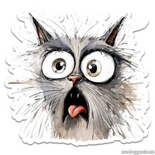 Scared Cat, Vinyl Decal Sticker, Indoor Outdoor, 3 Sizes, 12365