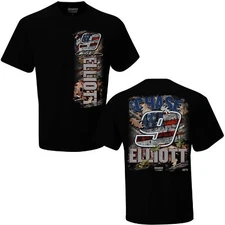 CHECKERED FLAG SPORTS CHASE ELLIOTT #9 NASCAR  CAMO PATRIOTIC TEE SHIRT K1009