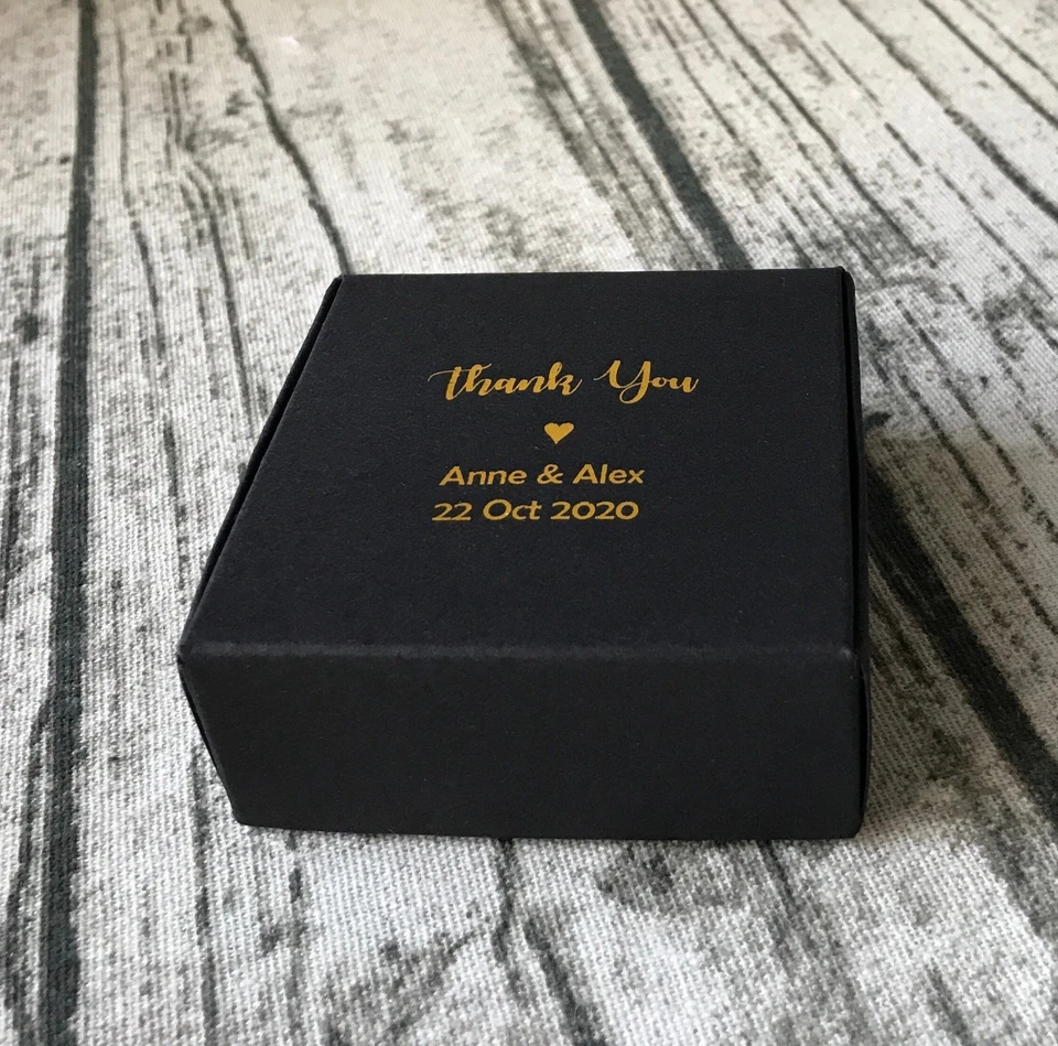 30x Gold Foil Black Wedding Thank You Gift Boxes Personalised Anniversary Favors - image 3 of 4