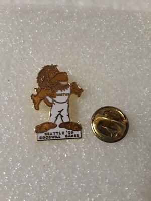 Vintage 1990 Seattle Goodwill Games Unitus Mascot Enamel Hat/Lapel Pin