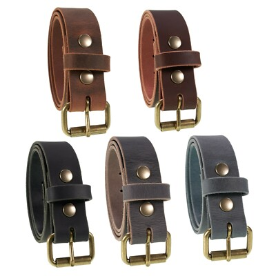 #ad Buffalo Leather Belt 1 1 4quot; Amish Handmade Antique Brass Buckle $39.99