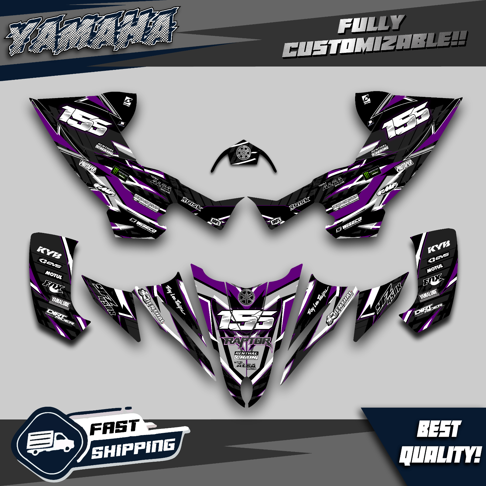 Yamaha YFZ 450R 450X Graphics kit 2014 2016 2018 to 2023 decals