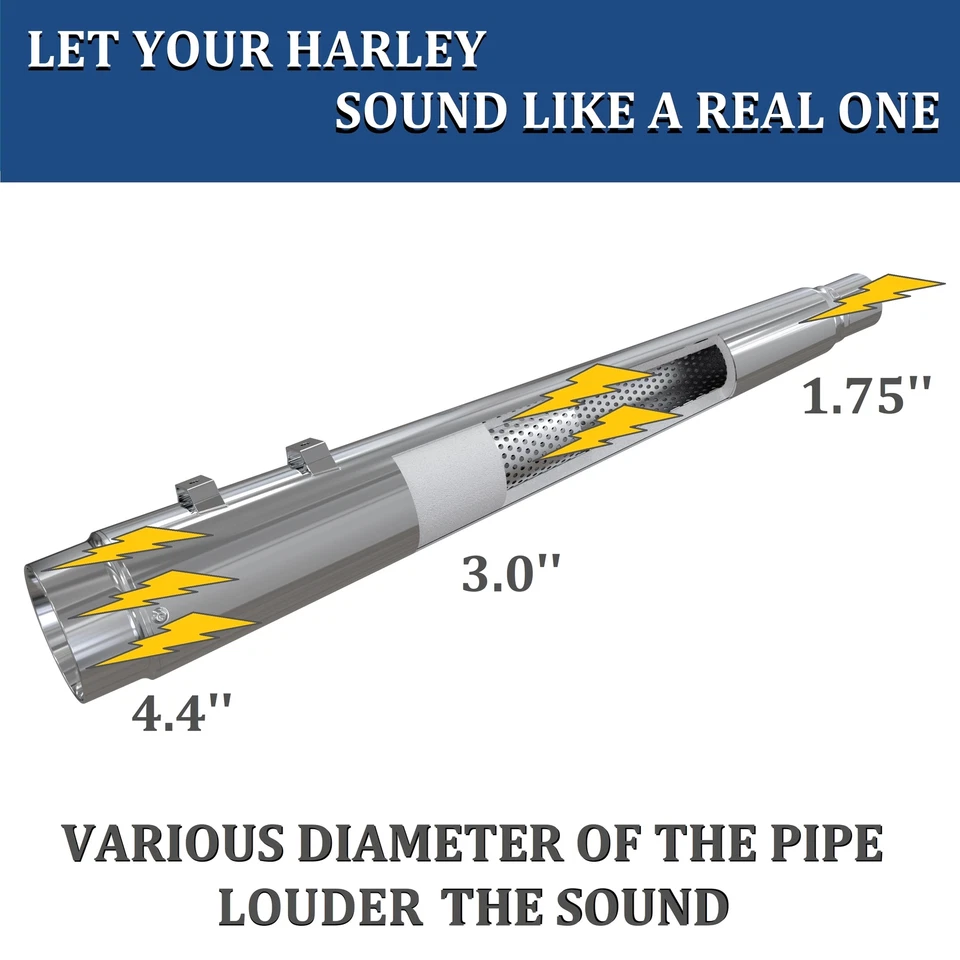 Silenciadores de escape SHARKROAD 4,4" deslizables para Harley Touring 2017-UP Road King Foto 4 de 4