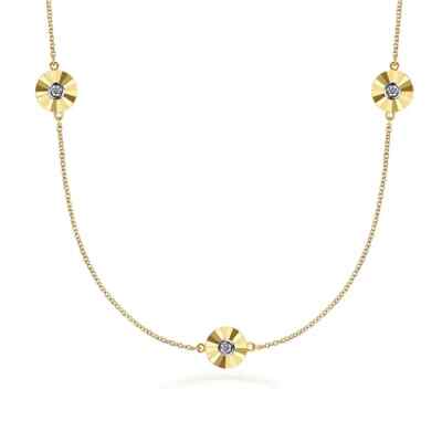 New Gabriel & Co. Diamond Cut 14K Gold Necklace with  Diamonds NK6939-32M45JJ
