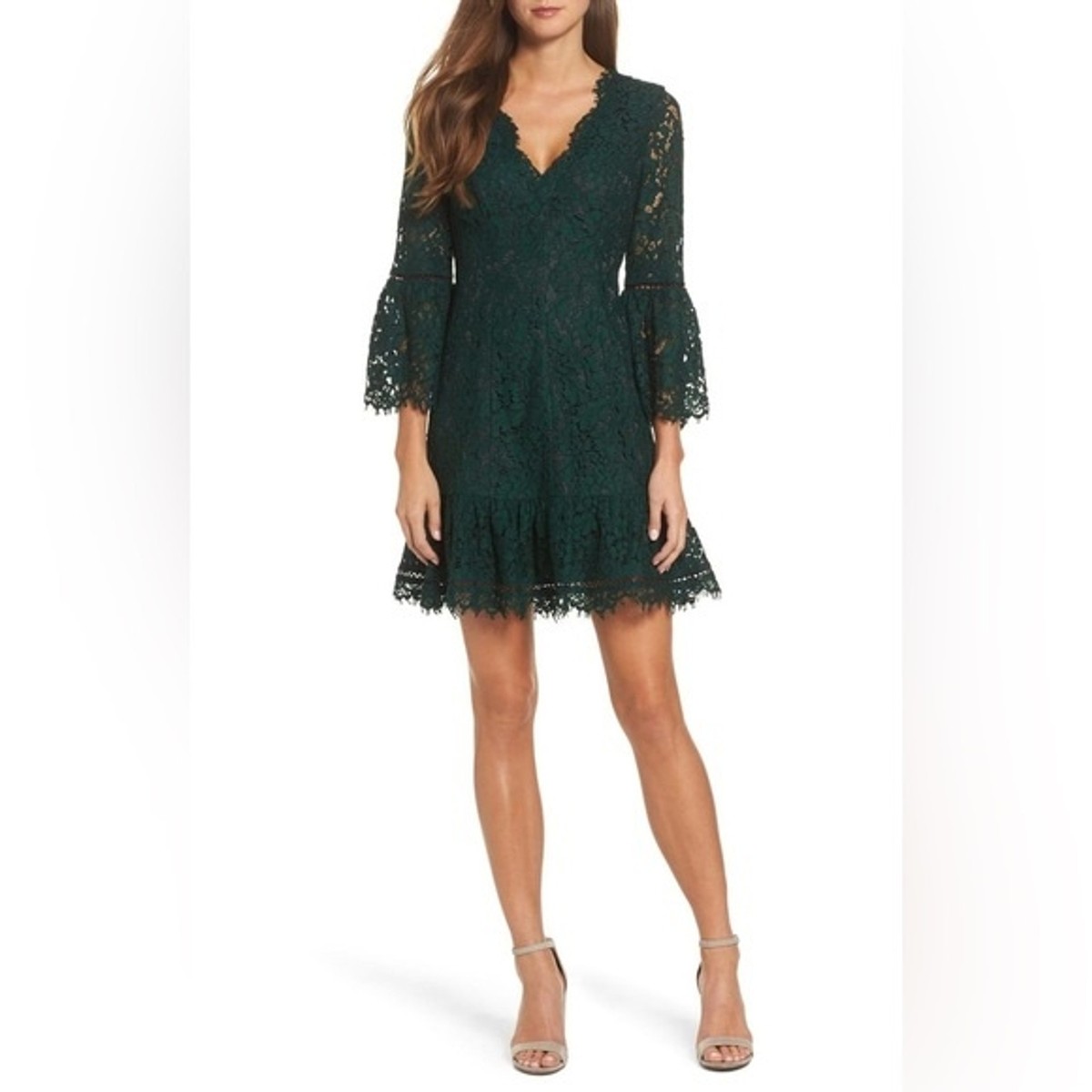 Eliza J Bell Sleeve Lace Cocktail Dress, Size 14
