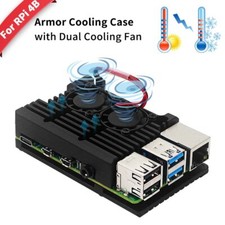 Raspberry Pi 4 Model B Case with Dual Cooling Mini Fans Alloy Shell For RPi 4 4B