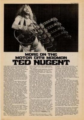 Ted Nugent Interview/article ZigZag Clipping 1976