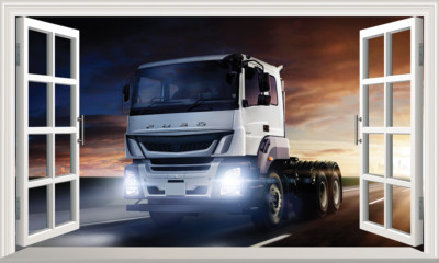 LKW LKW großes magisches Fenster selbstklebend Wandaufkleber Aufkleber Poster Druck 3D