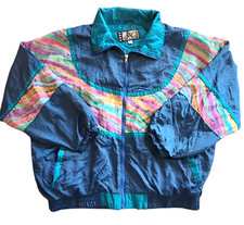 Vintage River Edge Jacket Large RE Sport 80s 90s Windbreaker Colorblock 1X 14/16