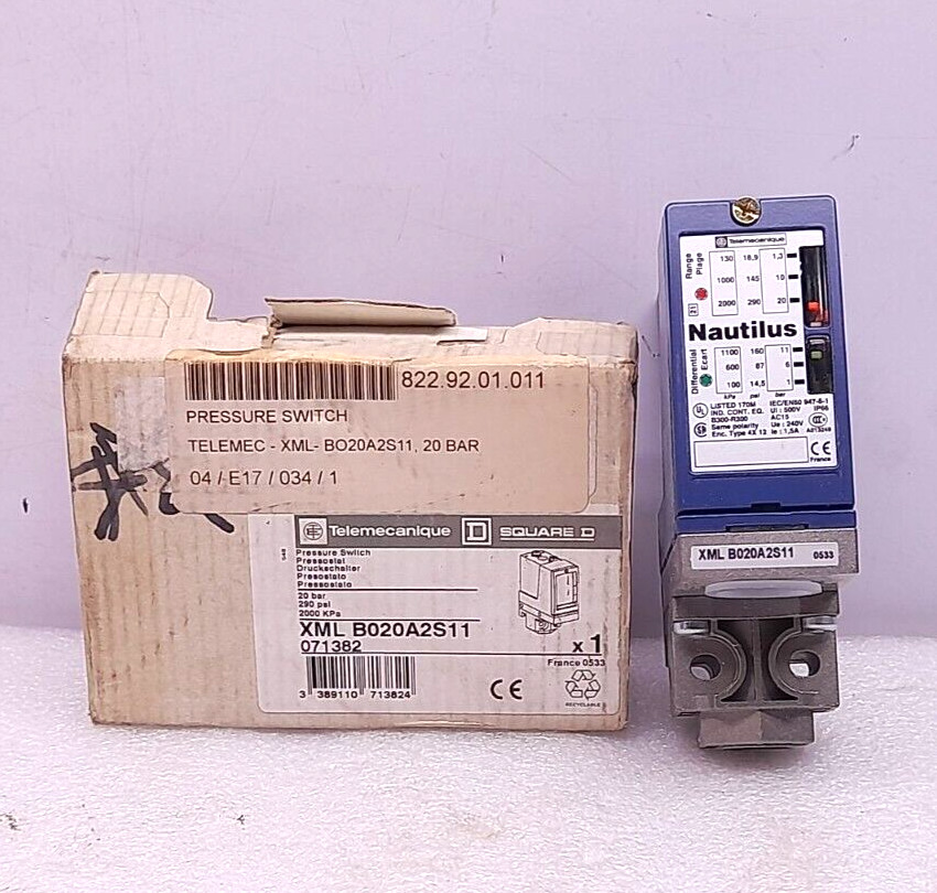 Telemecanique XML B020A2S11 Pressure Switch 20 Bar 290 PSI 2000 kPa