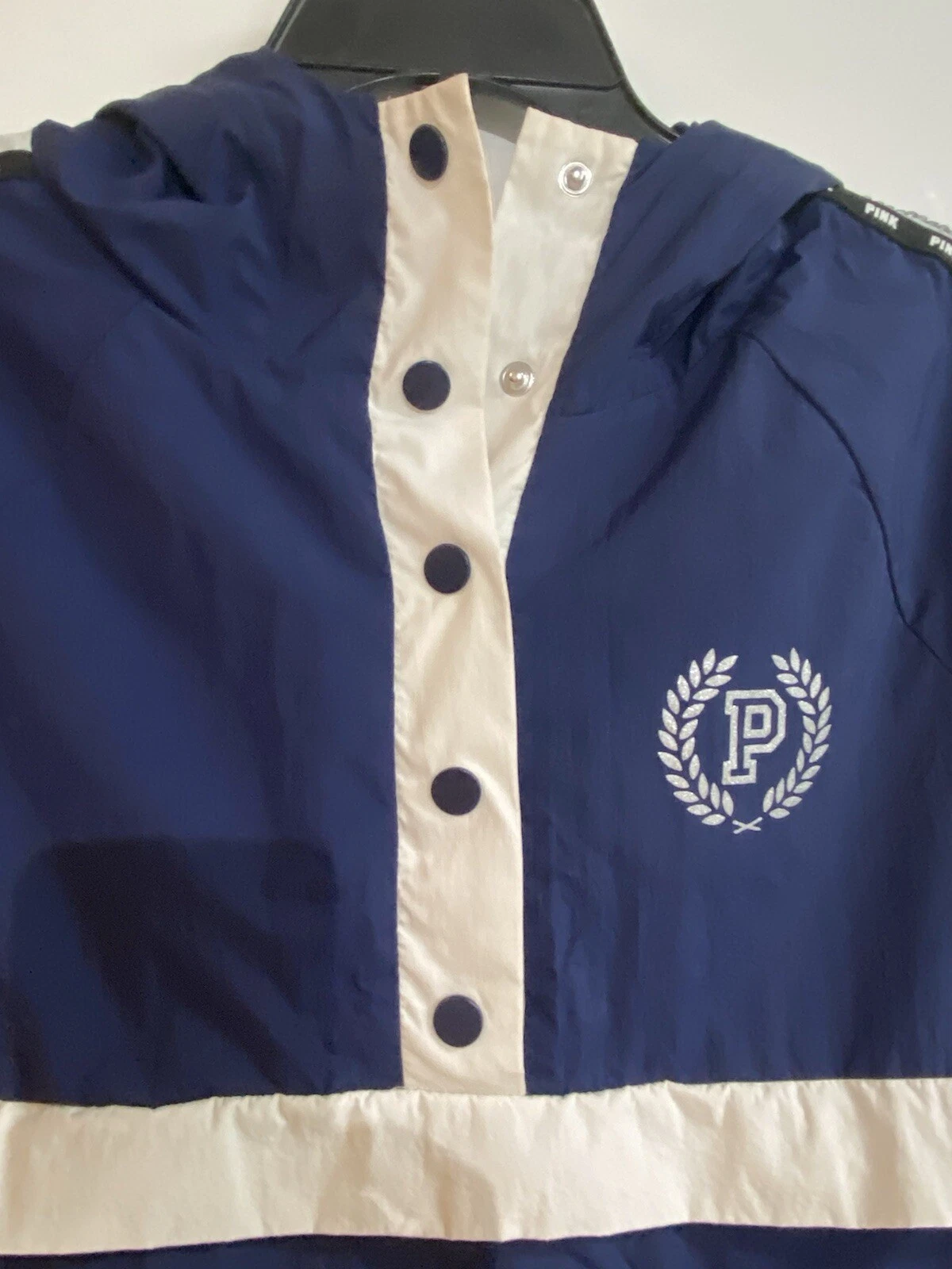 UNDERCOVER Victoria Secret Pink Bling SNAP FUNNEL SPORT JACKET PULLOVER felpa con cappuccio nuova senza etichette XS S