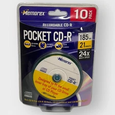 Memorex 210MB 21 Minute 3" Pocket CD-R Discs 24x Speed 10 Pack New Sealed MP3