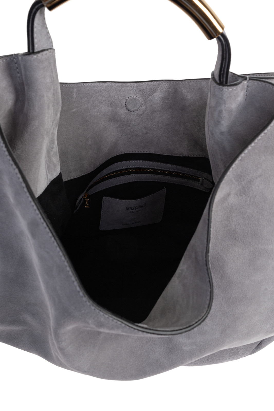 MOSCHINO Handle Me Gray Suede Shoulder Bag New & Authentic image 4