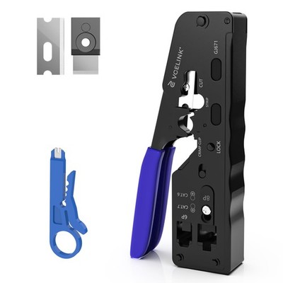 VCELINK RJ45 Crimp Tool, All-In-One Ethernet Pass Tool Only, Black and Silver
