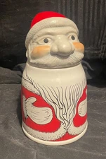 Vintage W Germany Gerzit Gerz St Nick Santa Claus Stein Ceramic Lidded 7" X 4.5"