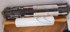 GORMET SOLID MARBLE ROLLING PIN W/ WOOD HANDL...