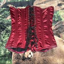 Burgundy Polyester Laced Up Corset Vampire Gothic Size XL Read